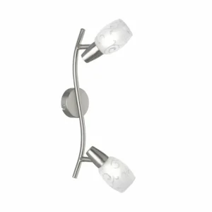 Luminaires Reality Plafonnier Reality Colmar Nickel mat, 2 lumières* Lampes En Verre