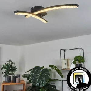 hofstein Plafonnier Rheinfelden LED Noir, 1 lumière* Lampes Modernes