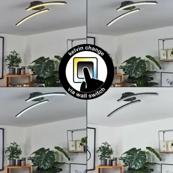hofstein Plafonnier Rheinfelden LED Noir, 1 lumière* Lampes Modernes