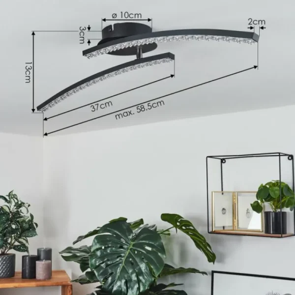 hofstein Plafonnier Rheinfelden LED Noir, 1 lumière* Lampes Modernes