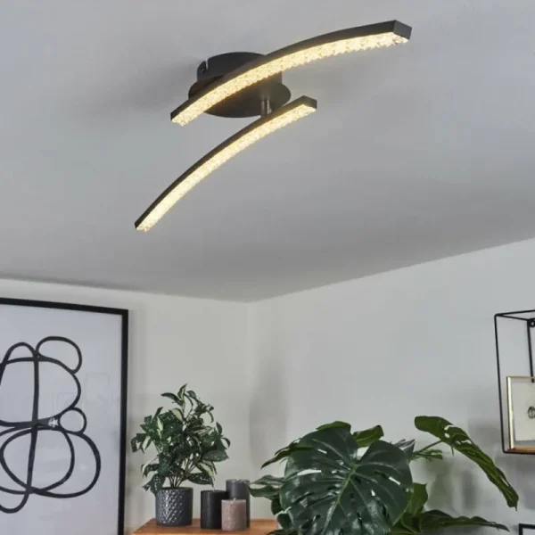 hofstein Plafonnier Rheinfelden LED Noir, 1 lumière* Lampes Modernes