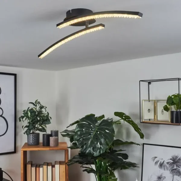hofstein Plafonnier Rheinfelden LED Noir, 1 lumière* Lampes Modernes