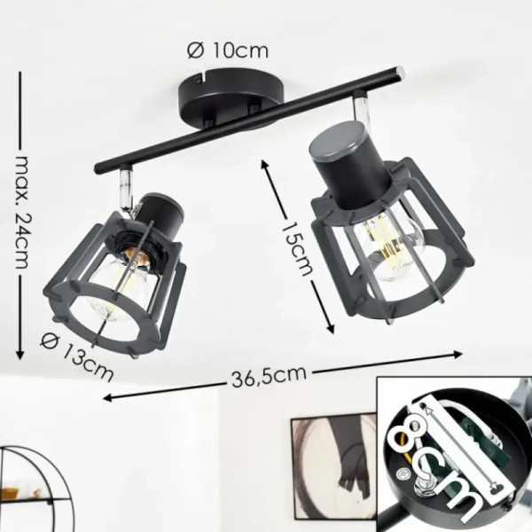 hofstein Plafonnier Rieti Noir, 2 lumières* Lampes Modernes