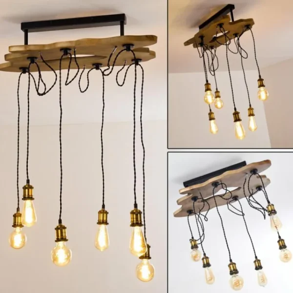 hofstein Plafonnier Rimforsa Brun, Laiton, Rouille, 6 lumières* Lampes Modernes