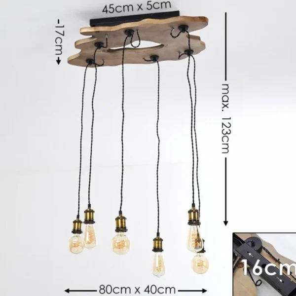 hofstein Plafonnier Rimforsa Brun, Laiton, Rouille, 6 lumières* Lampes Modernes