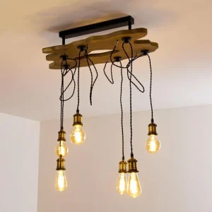 hofstein Plafonnier Rimforsa Brun, Laiton, Rouille, 6 lumières* Lampes Modernes