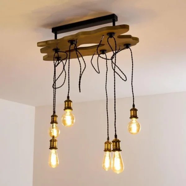 hofstein Plafonnier Rimforsa Brun, Laiton, Rouille, 6 lumières* Lampes Modernes