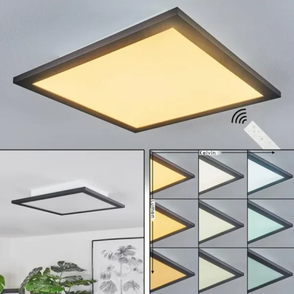hofstein Plafonnier Ringuelet LED Noir, Blanc, 1 lumière, Télécommandes* Lampes Modernes