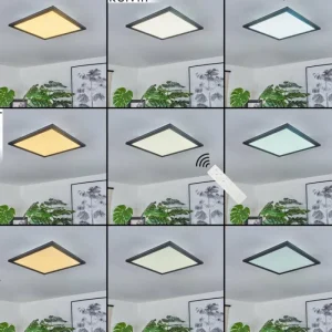 hofstein Plafonnier Ringuelet LED Noir, Blanc, 1 lumière, Télécommandes* Lampes Modernes