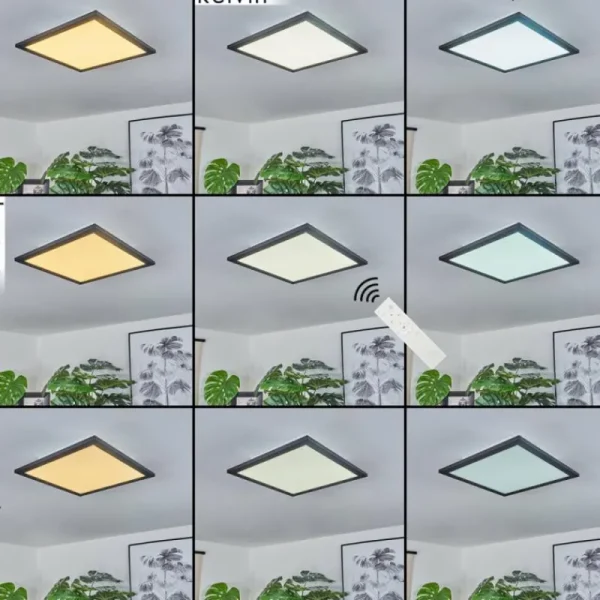 hofstein Plafonnier Ringuelet LED Noir, Blanc, 1 lumière, Télécommandes* Lampes Modernes