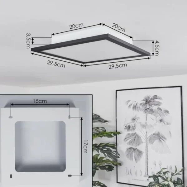 hofstein Plafonnier Ringuelet LED Noir, Blanc, 1 lumière, Télécommandes* Lampes Modernes