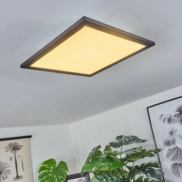 hofstein Plafonnier Ringuelet LED Noir, Blanc, 1 lumière, Télécommandes* Lampes Modernes