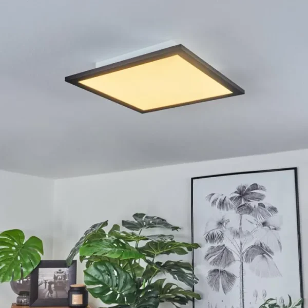 hofstein Plafonnier Ringuelet LED Noir, Blanc, 1 lumière, Télécommandes* Lampes Modernes