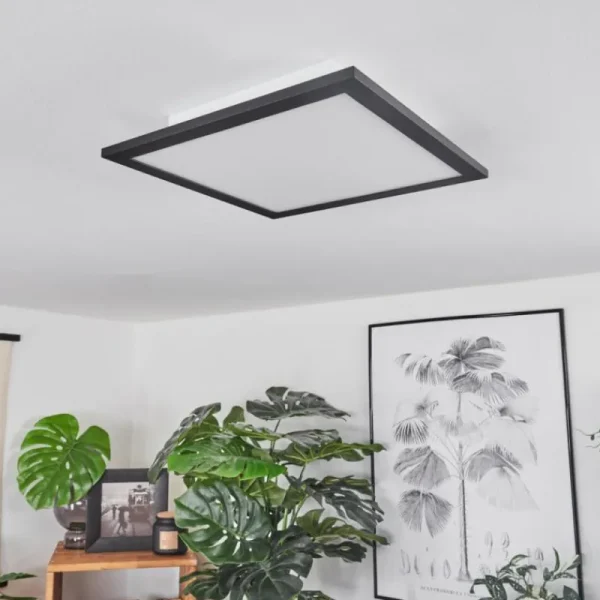 hofstein Plafonnier Ringuelet LED Noir, Blanc, 1 lumière, Télécommandes* Lampes Modernes