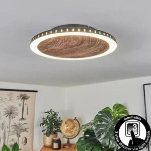 hofstein Plafonnier Rocha LED Brun, Couleur bois, Noir, 1 lumière* Lampes Modernes