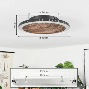 hofstein Plafonnier Rocha LED Brun, Couleur bois, Noir, 1 lumière* Lampes Modernes