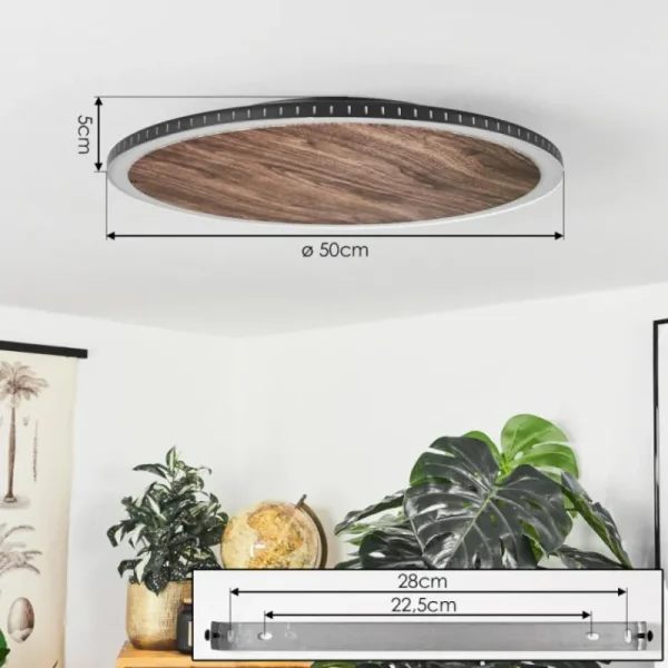hofstein Plafonnier Rocha LED Brun, Couleur bois, Noir, 1 lumière* Lampes Modernes