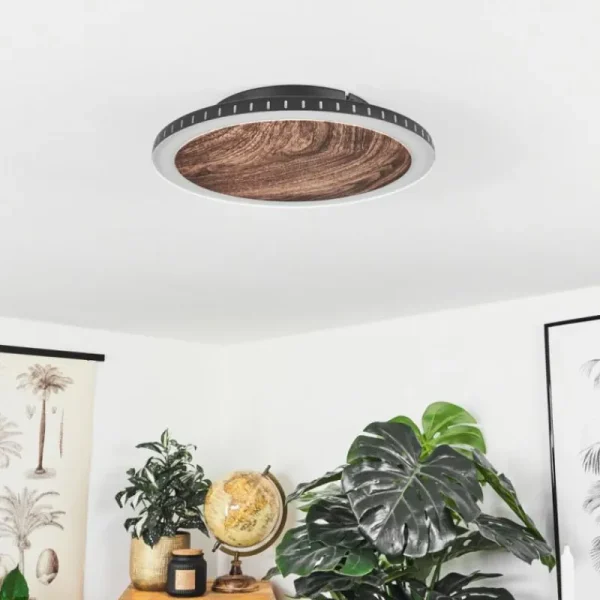 hofstein Plafonnier Rocha LED Brun, Couleur bois, Noir, 1 lumière* Lampes Modernes