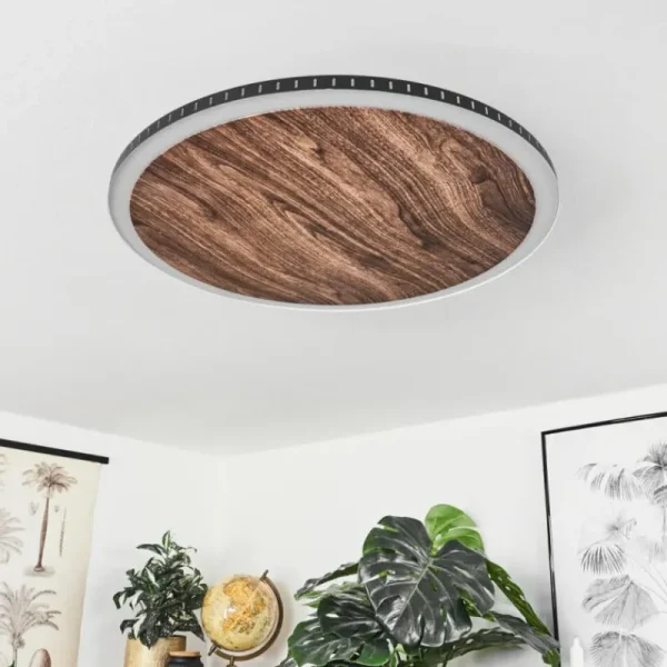 hofstein Plafonnier Rocha LED Brun, Couleur bois, Noir, 1 lumière* Lampes Modernes