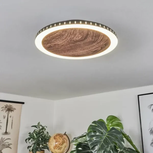 hofstein Plafonnier Rocha LED Brun, Couleur bois, Noir, 1 lumière* Lampes Modernes