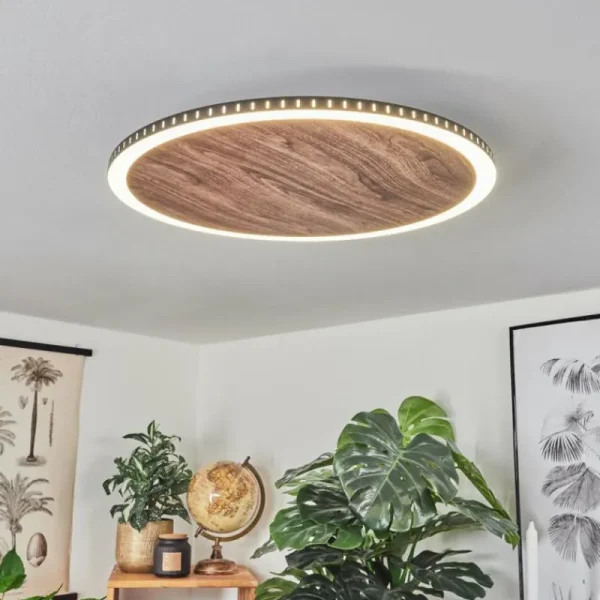 hofstein Plafonnier Rocha LED Brun, Couleur bois, Noir, 1 lumière* Lampes Modernes