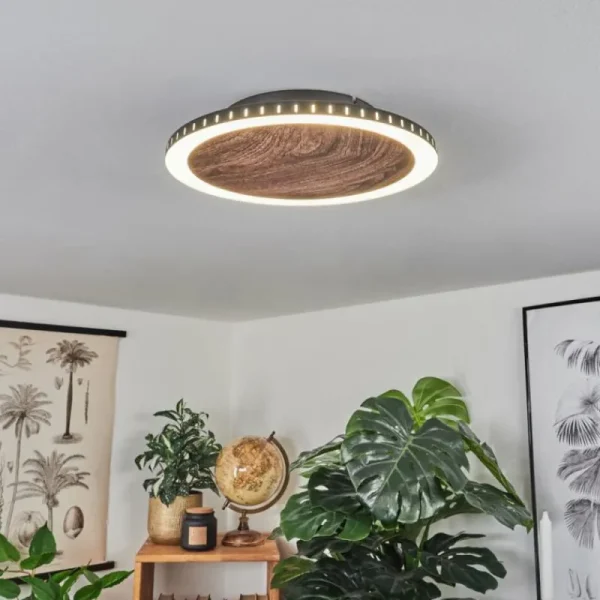 hofstein Plafonnier Rocha LED Brun, Couleur bois, Noir, 1 lumière* Lampes Modernes
