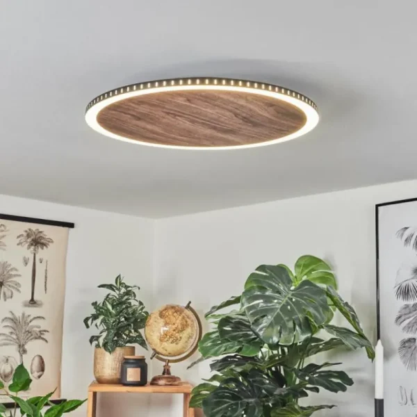 hofstein Plafonnier Rocha LED Brun, Couleur bois, Noir, 1 lumière* Lampes Modernes