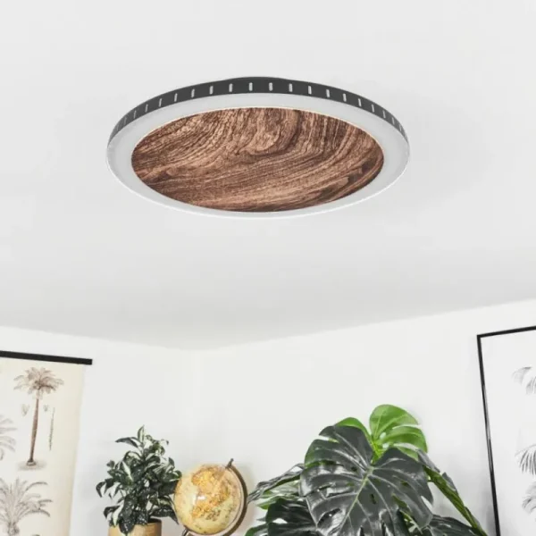 hofstein Plafonnier Rocha LED Brun, Couleur bois, Noir, 1 lumière* Lampes Modernes