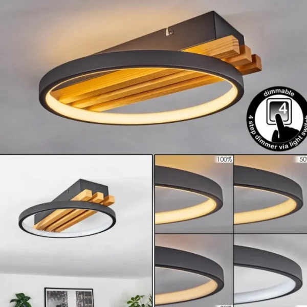 hofstein Plafonnier Rodekro LED Écru, Noir, 1 lumière* Lampes Modernes
