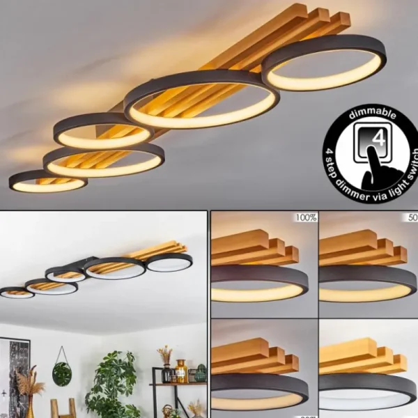 hofstein Plafonnier Rodekro LED Écru, Noir, 1 lumière* Lampes Modernes