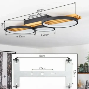 hofstein Plafonnier Rodekro LED Écru, Noir, 1 lumière* Lampes Modernes