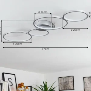 hofstein Plafonnier Rodekro LED Nickel mat, 4 lumières* Lampes Modernes