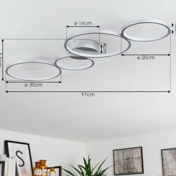 hofstein Plafonnier Rodekro LED Nickel mat, 4 lumières* Lampes Modernes