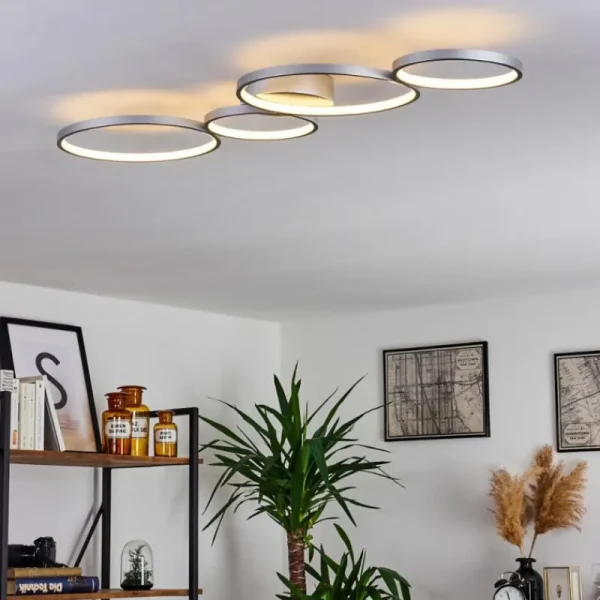 hofstein Plafonnier Rodekro LED Nickel mat, 4 lumières* Lampes Modernes