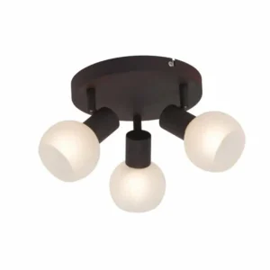 Luminaires Brilliant Plafonnier rond à spots Brilliant Gabon Brun, 3 lumières* Lampes En Verre