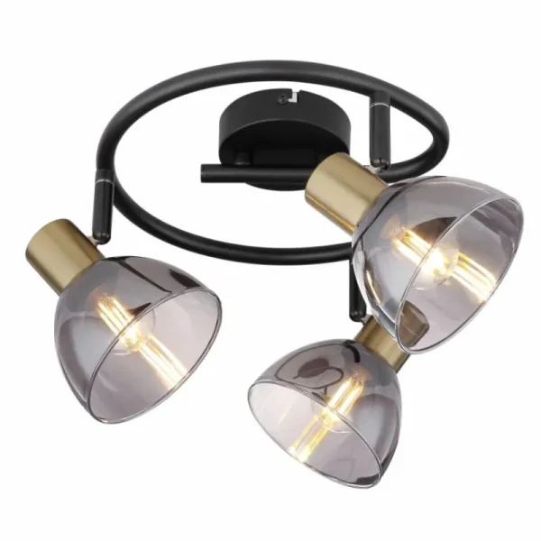 Luminaires Globo Lighting Plafonnier rond à spots Globo KLERENA Noir, 3 lumières* Lampes En Verre