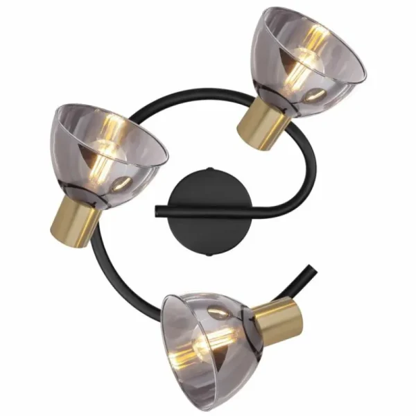 Luminaires Globo Lighting Plafonnier rond à spots Globo KLERENA Noir, 3 lumières* Lampes En Verre