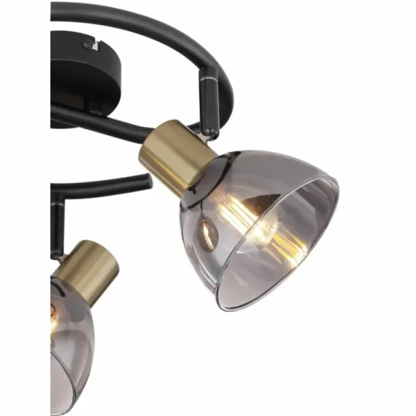 Luminaires Globo Lighting Plafonnier rond à spots Globo KLERENA Noir, 3 lumières* Lampes En Verre