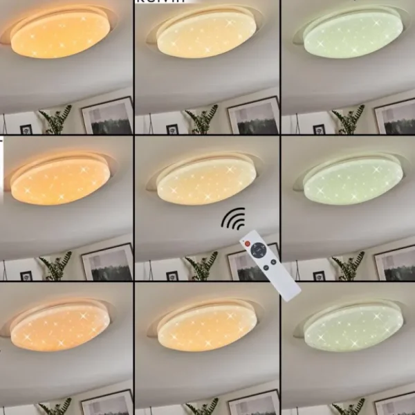 hofstein Plafonnier Rosenga LED Blanc, 1 lumière, Télécommandes* Lampes En Verre