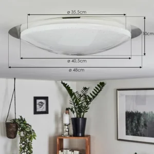 hofstein Plafonnier Rosenga LED Blanc, 1 lumière, Télécommandes* Lampes En Verre