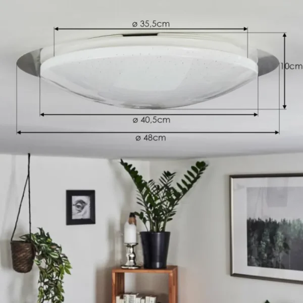 hofstein Plafonnier Rosenga LED Blanc, 1 lumière, Télécommandes* Lampes En Verre