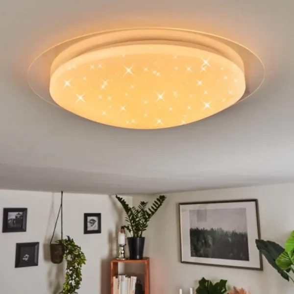 hofstein Plafonnier Rosenga LED Blanc, 1 lumière, Télécommandes* Lampes En Verre