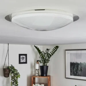 hofstein Plafonnier Rosenga LED Blanc, 1 lumière, Télécommandes* Lampes En Verre