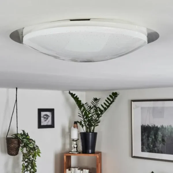 hofstein Plafonnier Rosenga LED Blanc, 1 lumière, Télécommandes* Lampes En Verre