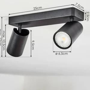 hofstein Plafonnier Rubeltein Noir, 2 lumières* Lampes Modernes