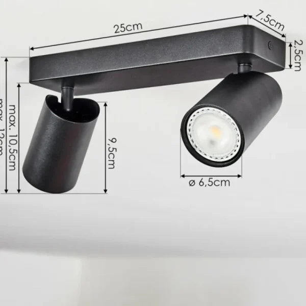 hofstein Plafonnier Rubeltein Noir, 2 lumières* Lampes Modernes