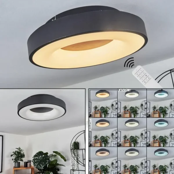 hofstein Plafonnier Sachseln LED Noir, 1 lumière* Lampes Modernes