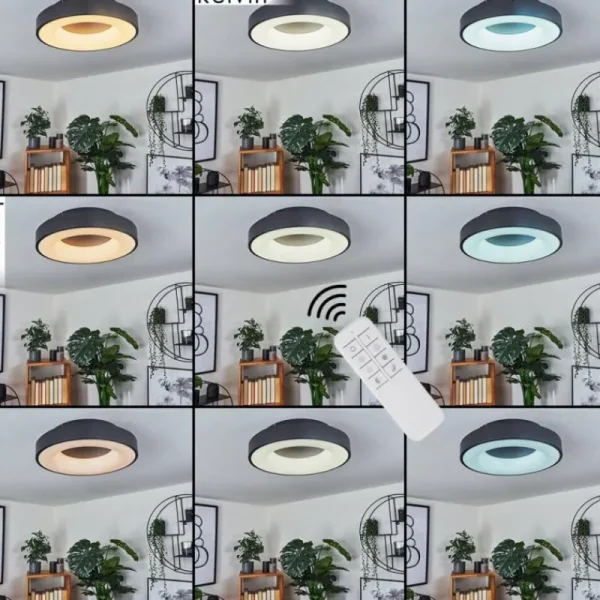 hofstein Plafonnier Sachseln LED Noir, 1 lumière* Lampes Modernes