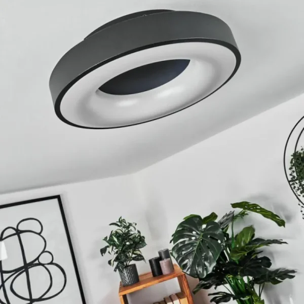 hofstein Plafonnier Sachseln LED Noir, 1 lumière* Lampes Modernes