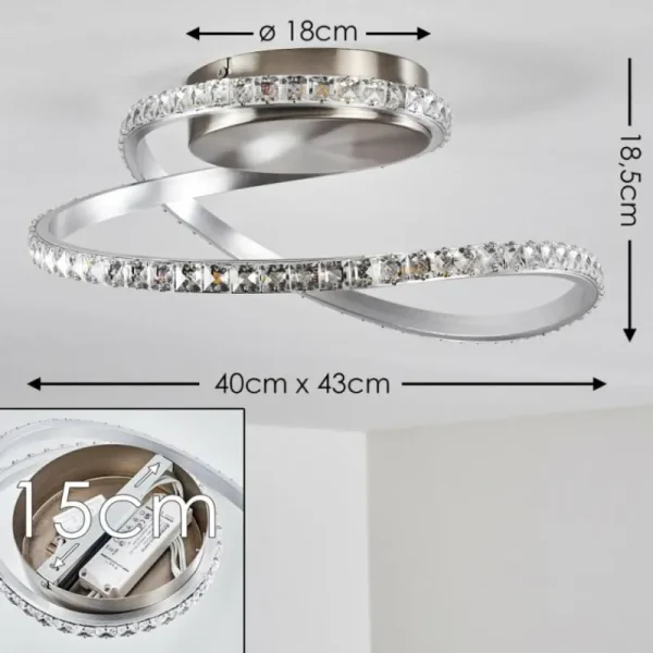 hofstein Plafonnier Saginaw LED Nickel mat, 1 lumière, Télécommandes, Changeur de couleurs* Lampes Modernes